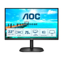 AOC 22B2DA, 21.5" VA WLED, 1920x1080@75Hz, 4ms GtG, 200cd/m2, 3000:1, DC20M:1, FlickerFree, Low Blue Light, 2Wx2, Tilt, D-SUB, DVI, HDMI, Black