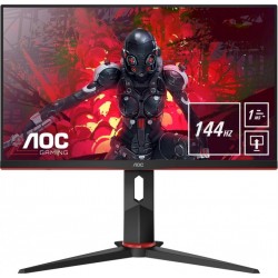 AOC 27G2U/BK, 27" Wide IPS, 4ms/1ms MPRT, 1000:1, 80M:1 DCR, 250cd/m2, 1920x1080@144Hz,Tilt, Swivel, Heigh Adjust, Pivot, HDMI, DP, USB, Headphone Out, Speakers, Black/Red