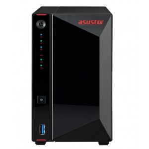 Asustor AS5202T,2-Bay NAS,Intel Celeron J4005 Dual-Core 2.0 GHz (burst up 2.7 GHz),2GB SO-DIMM DDR4 (Max. 8GB),2 x2.5 GbE, 4 x 2.5"/3.5" SATA3 HDD or SSD,2,USB 3.2 Gen 1 Type A x 3, WOW (Wake on WAN), WOL, System Sleep Mode, AES-NI hardware encryption