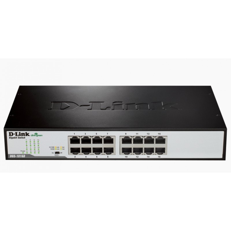 D-Link 16-Port 10/100/1000Mbps Copper Gigabit Ethernet Switch, rack mountable, DGS-1016D