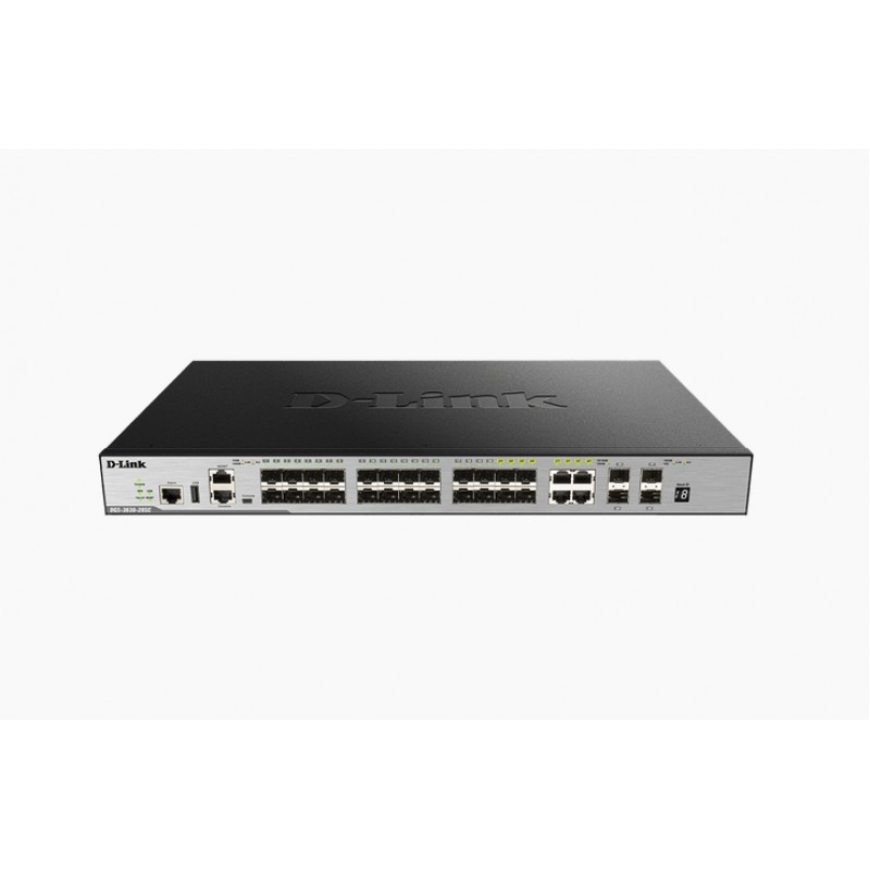 D-Link xStack 20-port SFP Layer 3 Stackable Managed Gigabit Switch including 4-port Combo 1000BaseT/SFP plus 4 10GE SFP+
