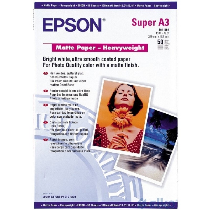 Epson Matte Paper Heavy Weight, DIN A3+, 167g/m2, 50 Blatt, C13S041264
