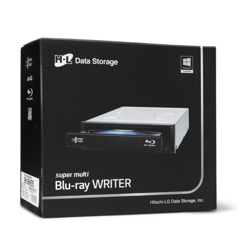 Hitachi-LG BH16NS55 Internal Super Multi  Blu-Ray Rewriter, SATA, M-Disk Support, Bulk, Black, BH16NS55.AHLU10B