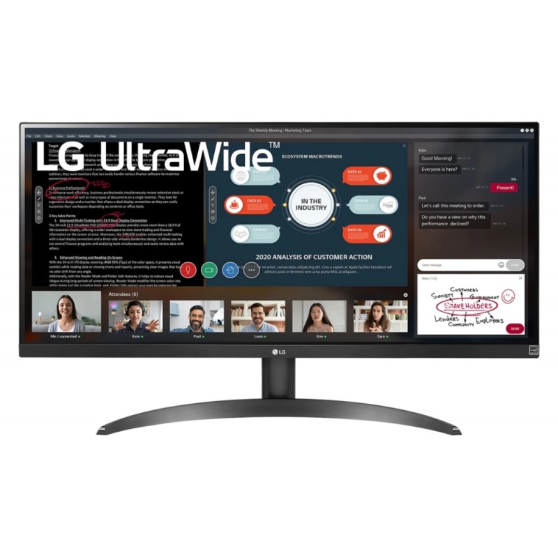 LG 29WP500-B, 29 UltraWide AG, IPS Panel, 21:9, 5ms, CR 1000:1, 250 cd/m2, 21:9, 2560x1080, HDR 10, sRGB 99% , sRGB 90% (CIE1931)