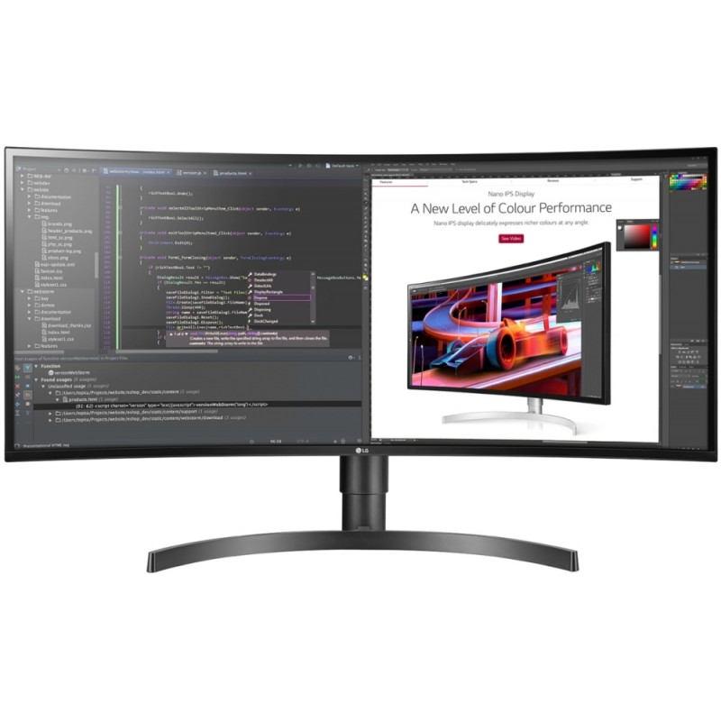 LG 34WL85C-B, 34 Curved WQHD (3440 x 1440) IPS Display, 5ms, CR 1000:1, 300 cd/m2, 21:9, 3440x1440, HDR 10, sRGB over 99% , HDR 10, USB