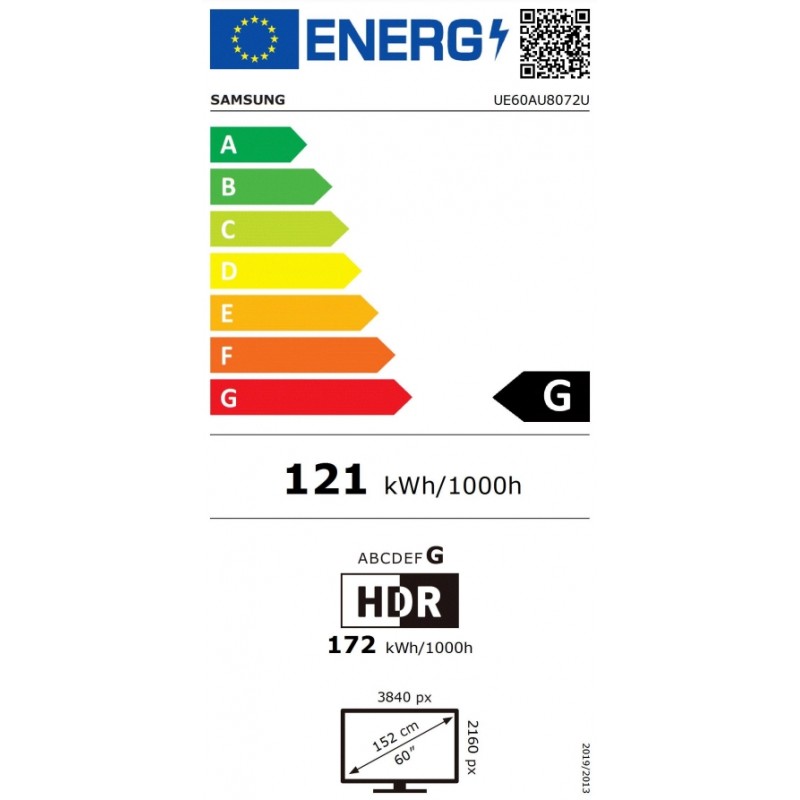 Samsung 60 60AU8072 4K UHD LED TV, SMART, Crystal Processor 4K, 2200 PQI, HDR 10+, Mega Contrast, Q-Symphony, Dolby Digital Plus