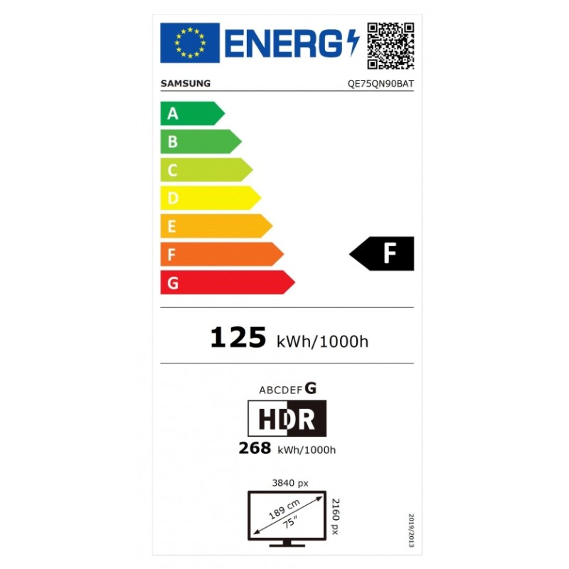 Samsung QE75QN90BATXXH, 75  4K/UHD Smart TV, HDR10+, DVB-T2/C/S2 x 2, WiFi5, LAN, Bluetooth 5.2, 4x HDMI, 2x USB, QE75QN90BATXXH