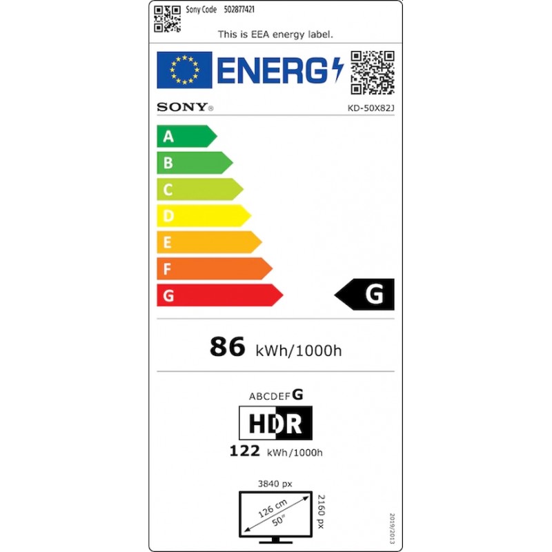 Sony KD-50X82J 50 4K HDR TV BRAVIA , Direct LED, Processor X1, Triluminos PRO, XR 400Hz, X-Balanced Speaker, Dolby Atmos, DVB-C /