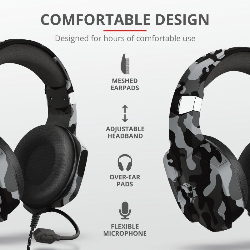 TRUST GXT 323K Carus Gaming Headset Black Camo, 24320