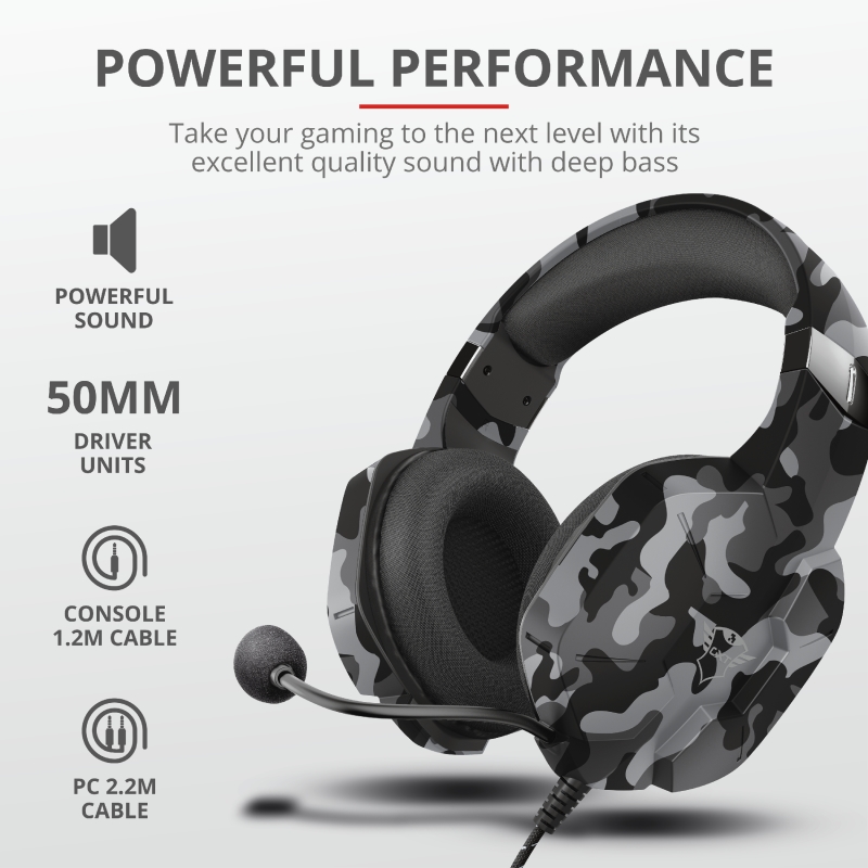 TRUST GXT 323K Carus Gaming Headset Black Camo, 24320