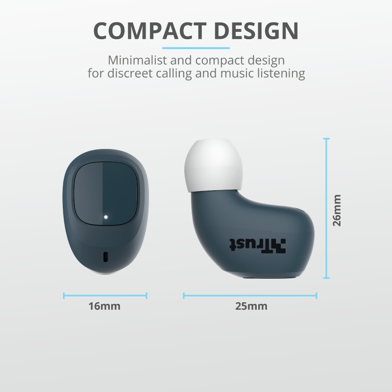 TRUST Nika Compact Bluetooth Earphones Blue, 23903