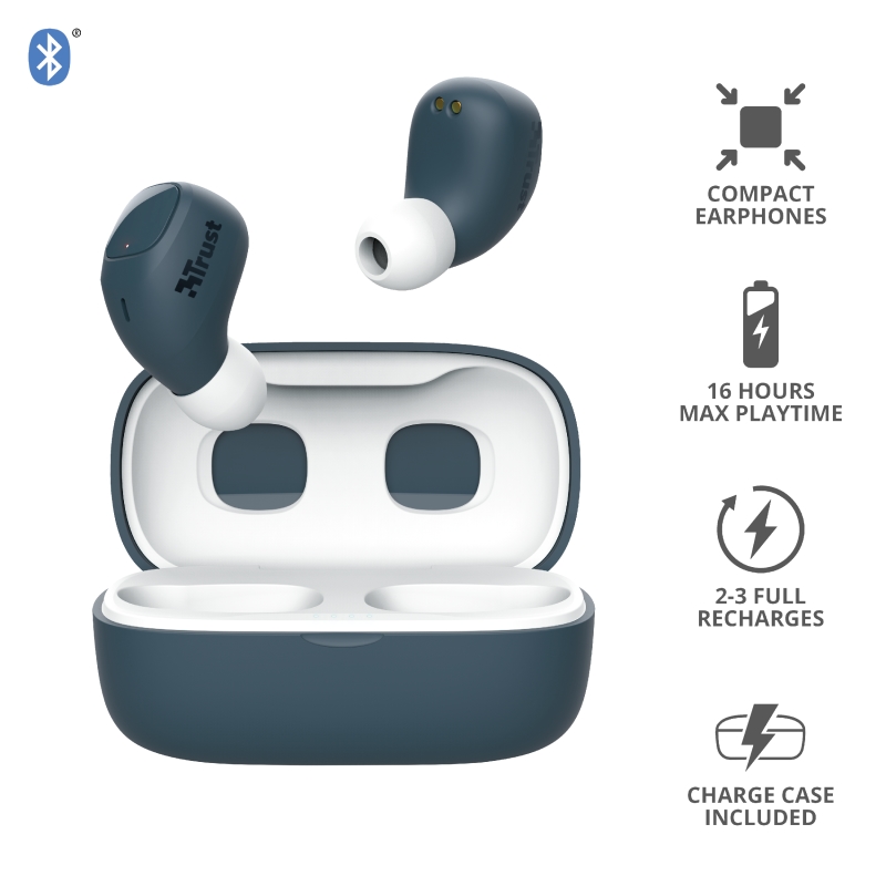 TRUST Nika Compact Bluetooth Earphones Blue, 23903