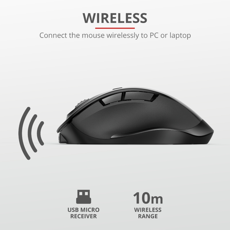 TRUST Fyda Wireless Ergonomic Rechargeable Mouse, 23804