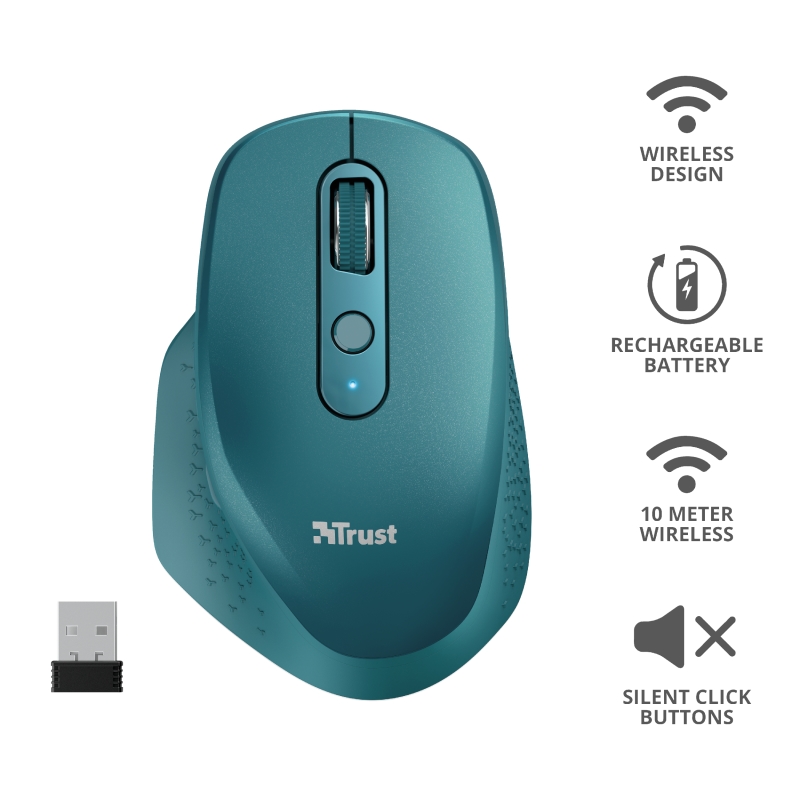 TRUST Ozaa Wireless Rechargeable Mouse Blue, 24034