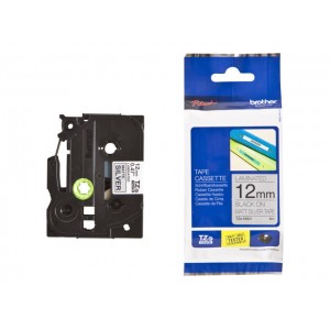 TZ Tape 12mm BLACK ON SILVER (MAT) TAPE/METALIC, Laminated, 12m lenght, for P-Touch