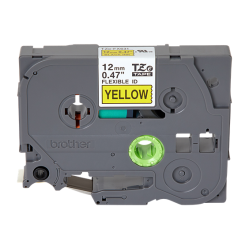 TZ Tape 12mm BLACK  ON YELLOW FLEXIBLE ID for P-Touch
