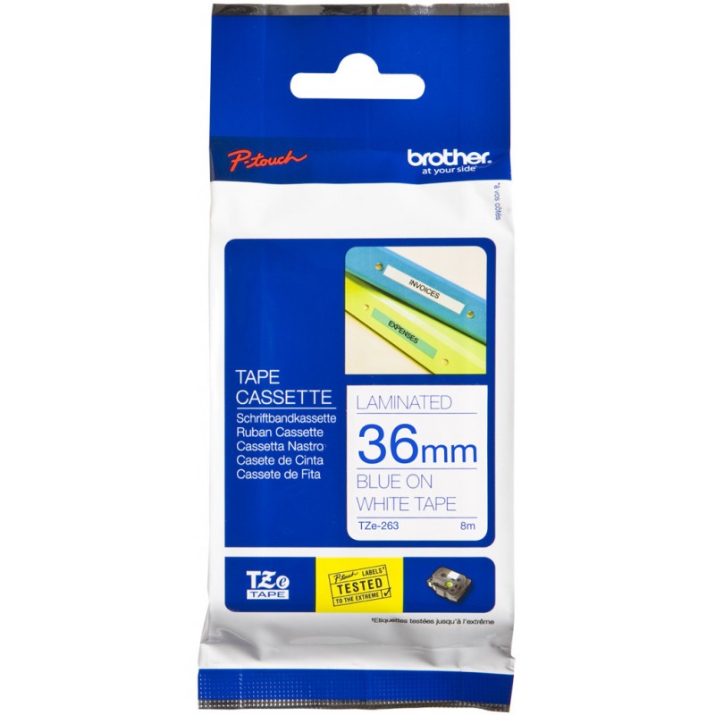 TZ Tape  36mm BLUE ON WHITE-TZE263