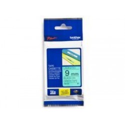 TZ Tape 9mm Black on Green, Laminated, 8m lenght, for P-Touch