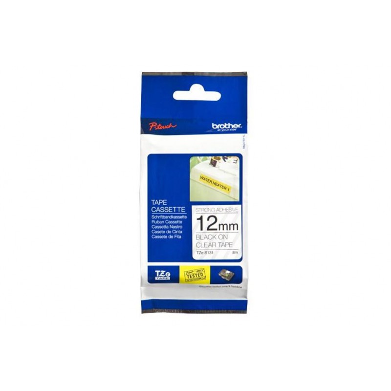 TZ Tape BROTHER 12mm BLACK  ON CLEAR ADHESIVE TAPE for P-Touch-TZES131