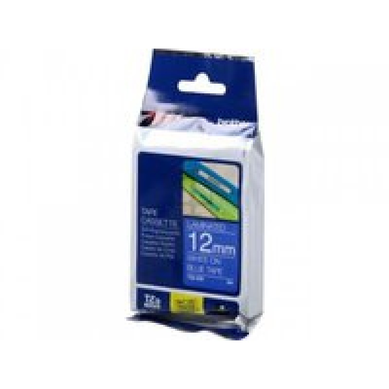 TZ Tape BROTHER 12mm WHITE ON BLUE, Laminated, 8m lenght, for P-Touch-TZE535