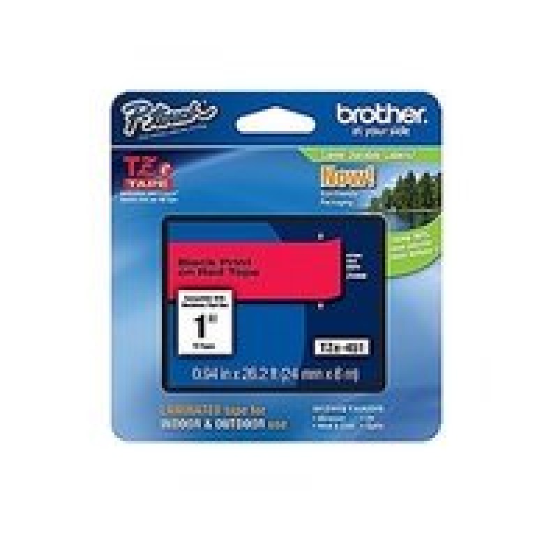 TZ Tape BROTHER 24mm Black on Red, Laminated, 8m lenght, for P-Touch-TZE451