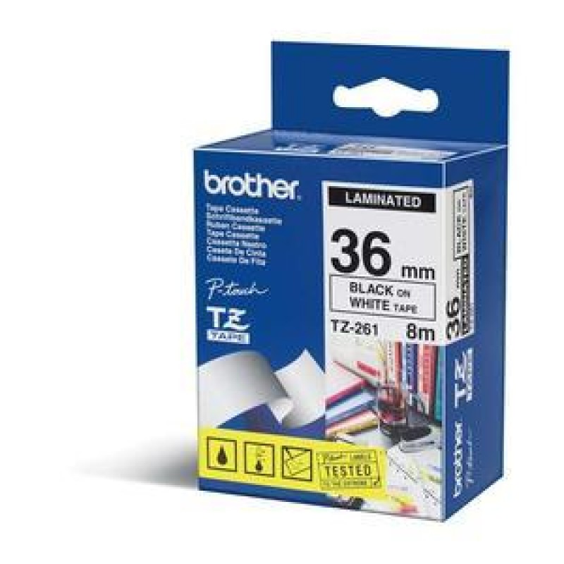 TZ Tape BROTHER 36mm BLACK  ON WHITE FLEXIBLE ID-TZEFX261