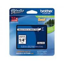TZ Tape BROTHER 6mm Black on White, Laminated, 6m lenght, for P-Touch
