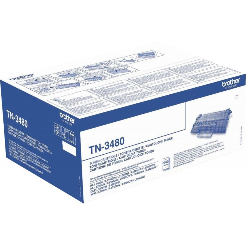 Toner BROTHER Black for HLL5000D /L5100DN /L5100DNT /L5200DW /L5200DWT /L6250DN /L6300DW / L6300DWT /L6400DW /L6400DWT/ DCPL5500DN /L6600DW /MFCL5700DN /L5750DW /L6800DW /L6800DWT /L6900DW /L6900DWT, 8000 pages-TN3480