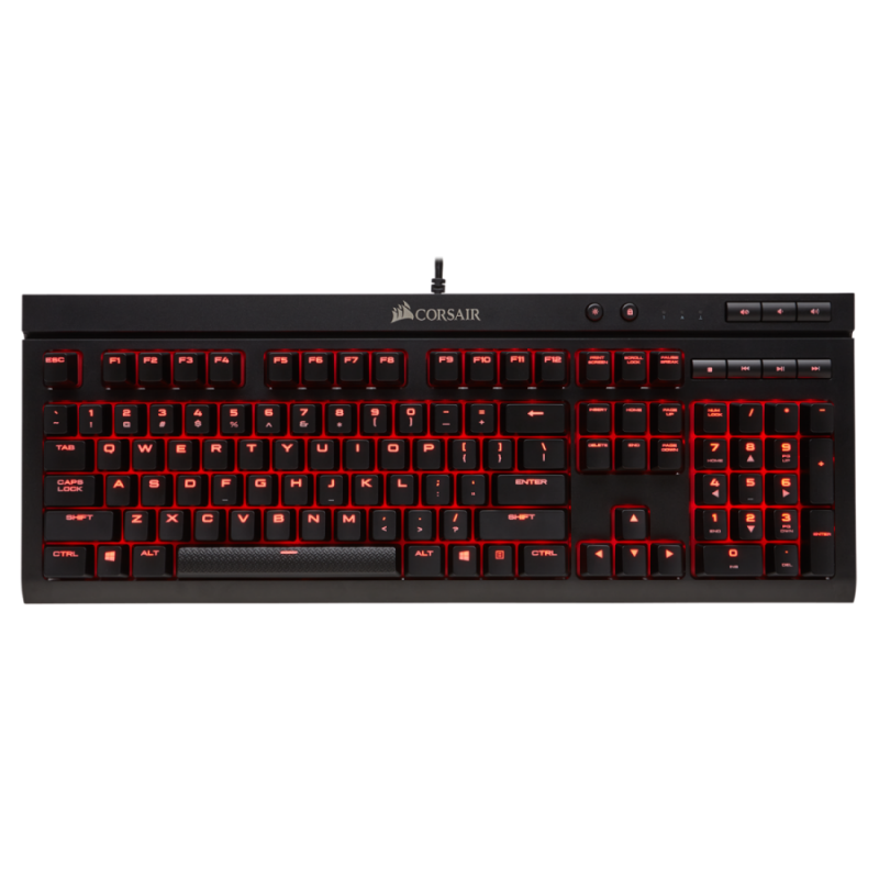 Геймърска клавиатура Corsair K68 Mechanical (устойчива на заливане, Red Backlit, Cherry MX Red, US layout) Black-CH-9102020-NA