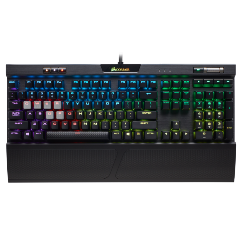 Геймърска клавиатура Corsair K70 RGB MK.2 Mechanical (метална основа, RGB Backlit, Cherry MX Silent, US layout) Black-CH-9109013-NA