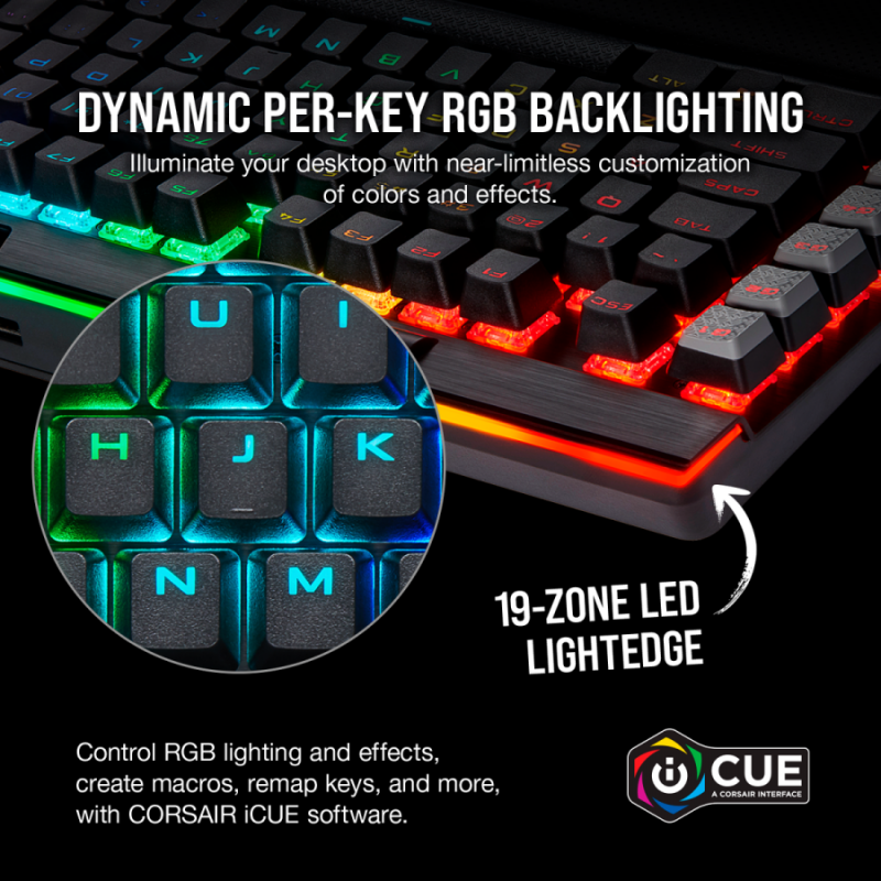 Геймърска клавиатура Corsair K95 RGB PLATINUM XT Mechanical (метална основа, RGB Backlit Silver, Cherry MX Speed, US layout) Black-CH-9127414-NA