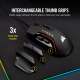 Геймърска мишка Corsair Glaive RGB PRO, Comfort FPS/MOBA (7 програмируеми бутона, 1 профил, 3 зони RGB, 18 000 dpi, до 1000Hz, USB, сменяеми ръкохватки, Black)-CH-9302211-EU