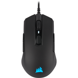 Геймърска мишка Corsair M55 RGB PRO Подходяща за лява и дясна ръка FPS/MOBA (8 програмируеми бутона, 2 зони RGB, 12 400 dpi, до 1000Hz, Backlit RGB LED,Multi-Grip, USB, Black)