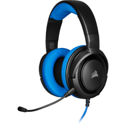 Геймърски слушалки Corsair HS35 Gaming Headset (50mm неодимови говорители, контрол на звука, микрофон) Blue