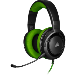 Геймърски слушалки Corsair HS35 Gaming Headset (50mm неодимови говорители, контрол на звука, микрофон) Green