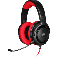 Геймърски слушалки Corsair HS35 Gaming Headset (50mm неодимови говорители, контрол на звука, микрофон) Red