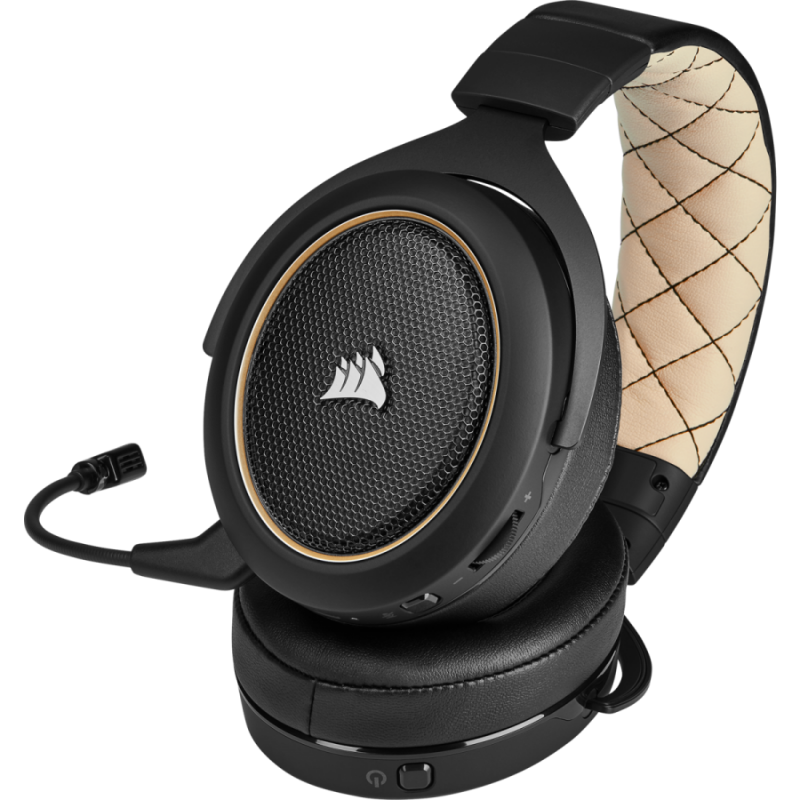 Геймърски слушалки Corsair HS70 PRO Wireless Gaming Headset (50mm неодимови говорители, 7.1 съраунд, 16 часа с едно зареждане, контрол на звука, микрофон, USB) Cream-CA-9011210-EU