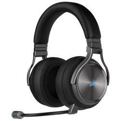 Геймърски слушалки Corsair Virtuoso RGB Wireless SE with Slipstream High-Fidelity Gaming Headset (50mm неодимови говорители, 7.1 съраунд, 20 часа с едно зареждане, контрол на звука, микрофон, USB) Gunmetal