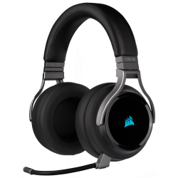 Геймърски слушалки Corsair Virtuoso RGB Wireless with Slipstream High-Fidelity Gaming Headset (50mm неодимови говорители, 7.1 съраунд, 20 часа с едно зареждане, контрол на звука, микрофон, USB) Carbon