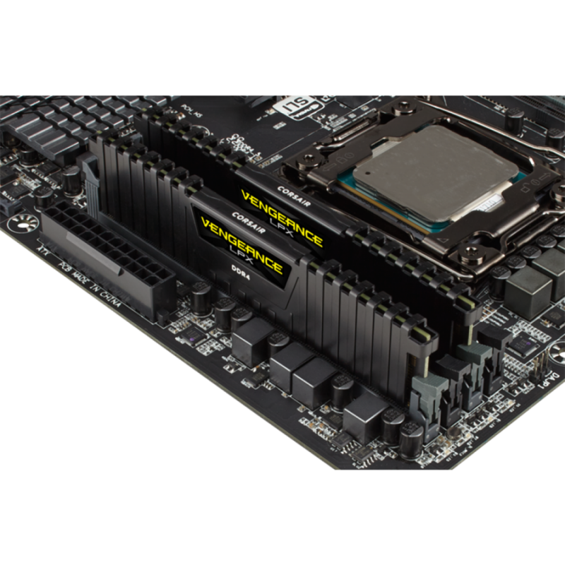 Corsair DDR4, 2400MHz 8GB (2 x 4GB) 288 DIMM, Unbuffered, 16-16-16-39, Vengeance LPX Black Heat spreader, 1.20V, XMP 2.0 , Intel new Gen-CMK8GX4M2A2400C16