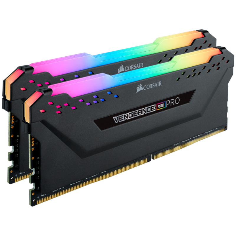 Corsair DDR4, 3200MHz 16GB (2 x 8GB) 288 DIMM, Unbuffered, 16-18-18-36, Vengeance RGB PRO black Heat spreader, RGB LED, 1.35V, XMP 2.0-CMW16GX4M2C3200C16