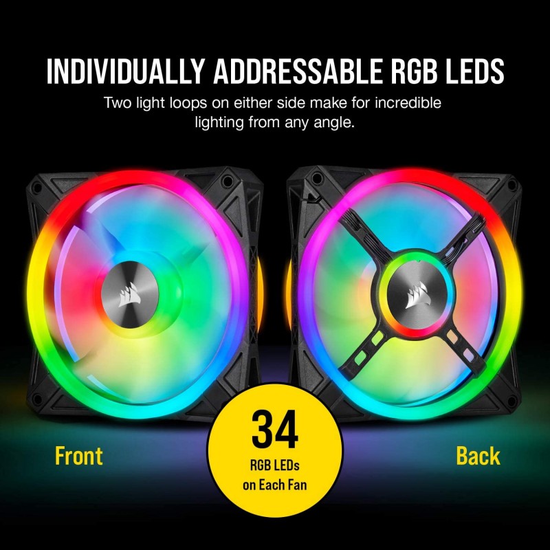 Corsair iCUE QL120 RGB Individually Addressable RGB LED, PWM control, 120mm Fan, Single Pack-CO-9050097-WW