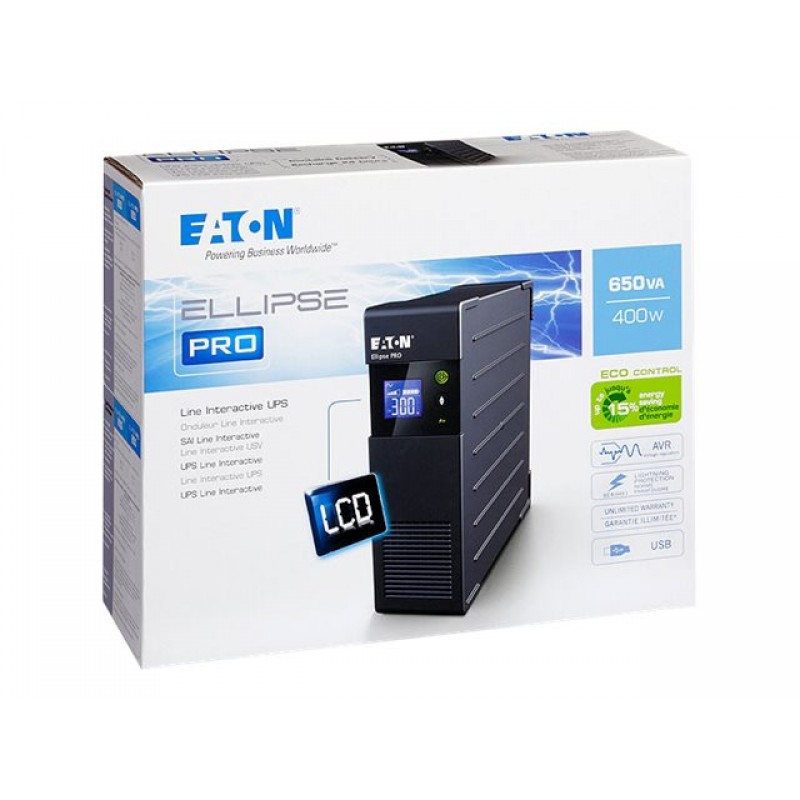 EATON UPS Ellipse PRO 650 FR rack/tower - AC 230 V - 400 Watt - 650 VA  4 Output FR - 2U - 19inch, ELP650FR