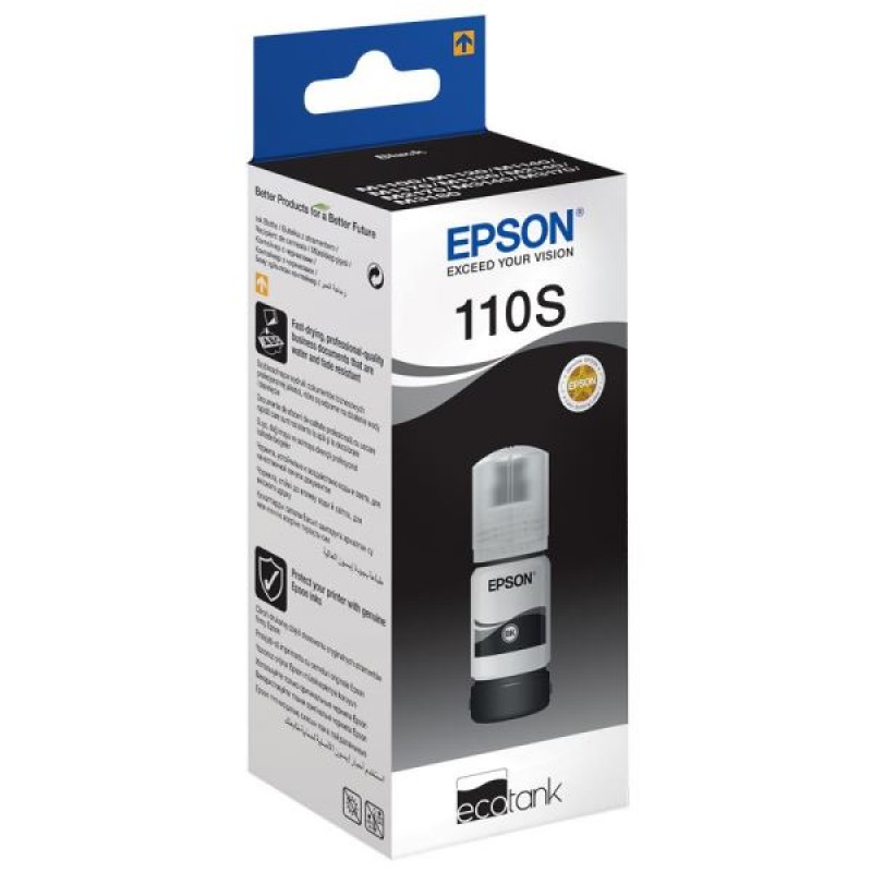 Ink Cartridge EPSON 110S EcoTank Pigment black ink bottle for M2170/M1170/M3140/M3170/3180/M2140/M1140/M1180/M1100/M1120; 40,0 ml Black-C13T01L14A