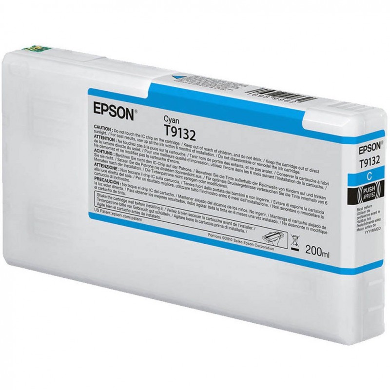 Ink Cartridge EPSON, Ultrachrome® HDR, T9132, Singlepack, 1 x 200.0 ml Cyan, Standard-C13T913200