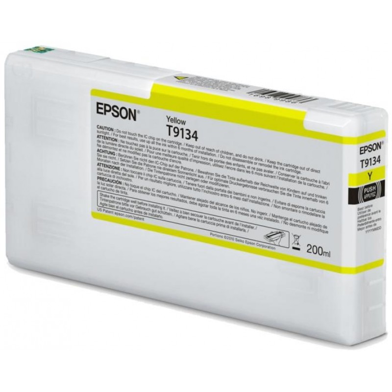 Ink Cartridge EPSON, Ultrachrome® HDR, T9134, Singlepack, 1 x 200.0 ml Yellow, Standard-C13T913400