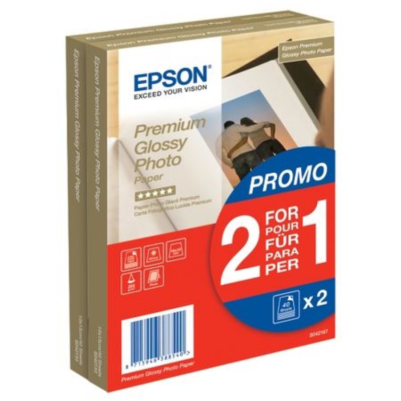 Premium Glossy Photo Paper - 10x15cm - 2x 40 Sheets-C13S042167