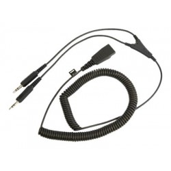 JABRA QD Cord to 2x 3.5mm pin plug coiled 0.5 - 2 meters for GN2100 GN2000 GN2200