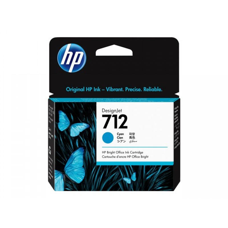 HP 712 29-ml Cyan DesignJet Ink Cartridge-3ED67A