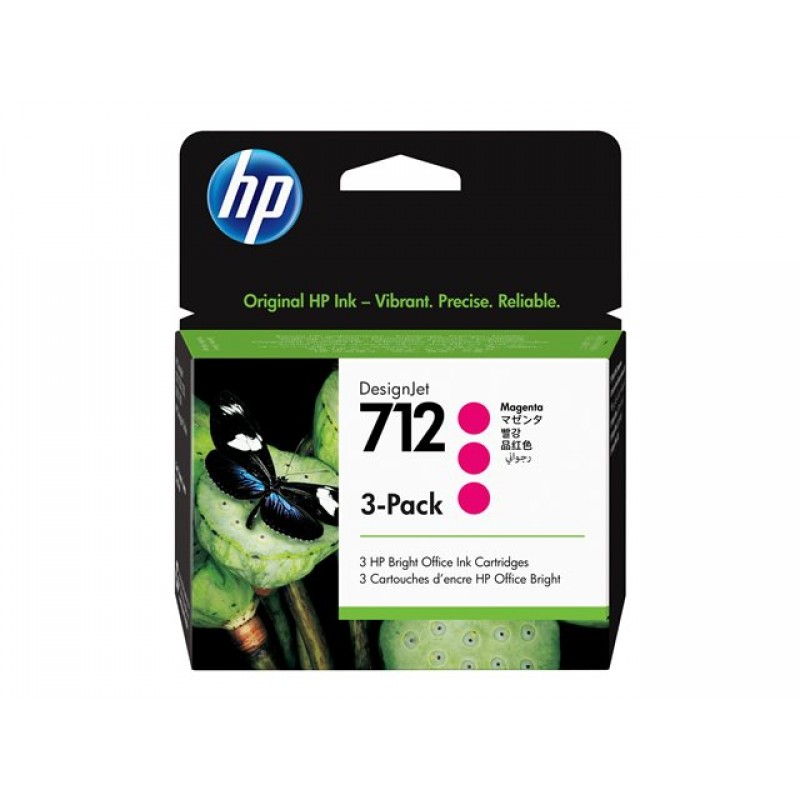 HP 712 3-Pack 29-ml Magenta DesignJet Ink Cartridge-3ED78A